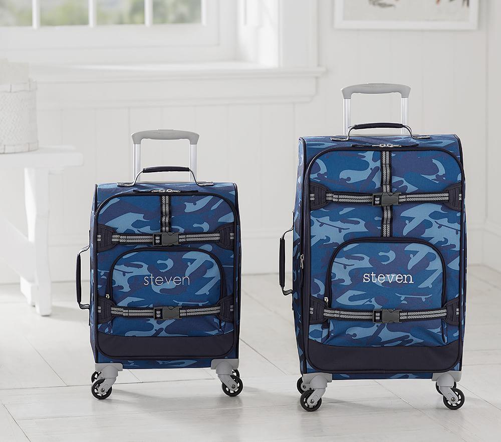Mackenzie Blue Skateboard Camo Spinner Luggage